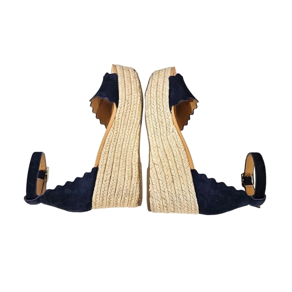 J. Crew Suede Scalloped Flatform Espadrille Platform Sandals - Picture 6 of 8